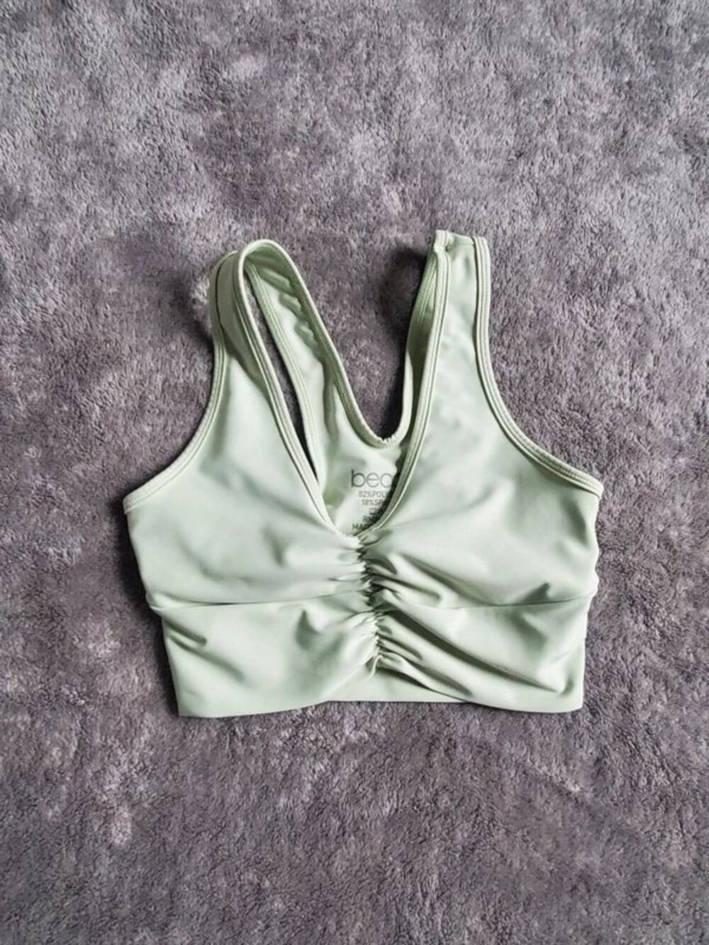 Becco Sage Green Ruched Front Sports Bra Size Small